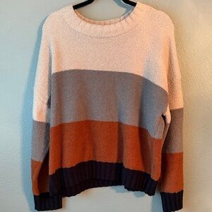 T.J.Maxx Women's Striped Sweater - Cream, Gray, and Brown